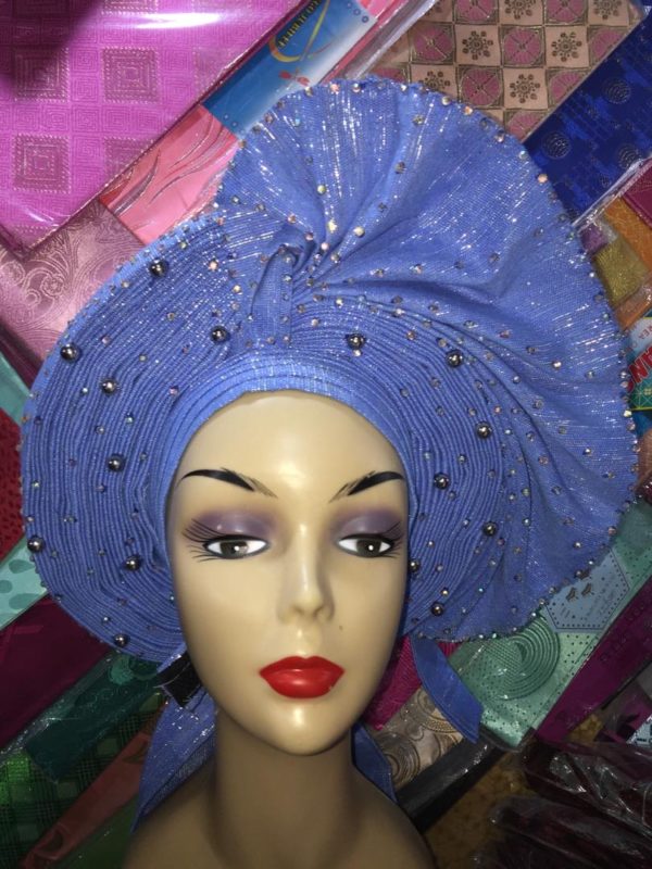 Ready to Wear Blue Auto Gele